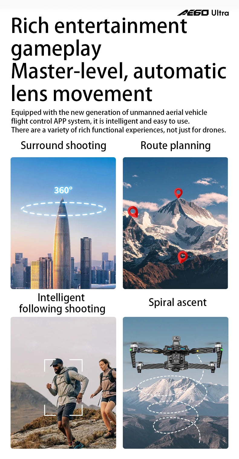 AE60 Ultra GPS Drone Profesional 8K HD Camera 3-axis gimbal Aerial Photography 12KM Obstacle Avoidance FPV Airdrop Fishing Drone
