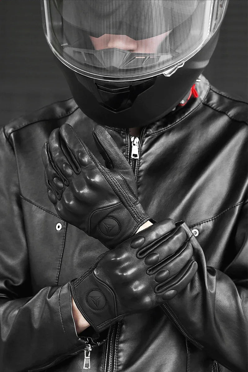 Mens Women 4 Season Driving Supertech Black/White Motorcycle Leather Gloves Racing Glove Motorbike Cowhide Race Bike Knight