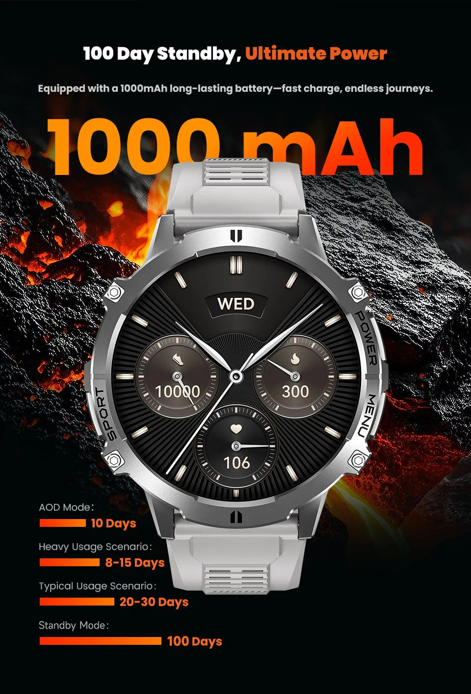 New TANK X3 1000mAh Large Battery Durable Adult Smart Watch GPS Compass Altimeter 5ATM Waterproof BT Call Sports Smartwatch Men