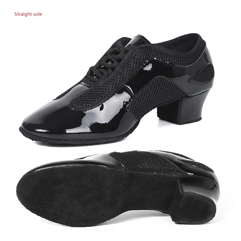Latin Dance Shoes Adult Men Women Skin Tone Patent Leather Professional Soft Teacher Shoes Square Dance Shoes Ballroom Big Size