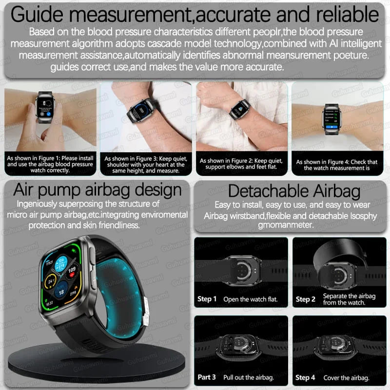 2026New Air Pump Airbag True Blood Pressure Smartwatch MultiDimensional Health Monitoring Micro Physical Examination Smart Watch