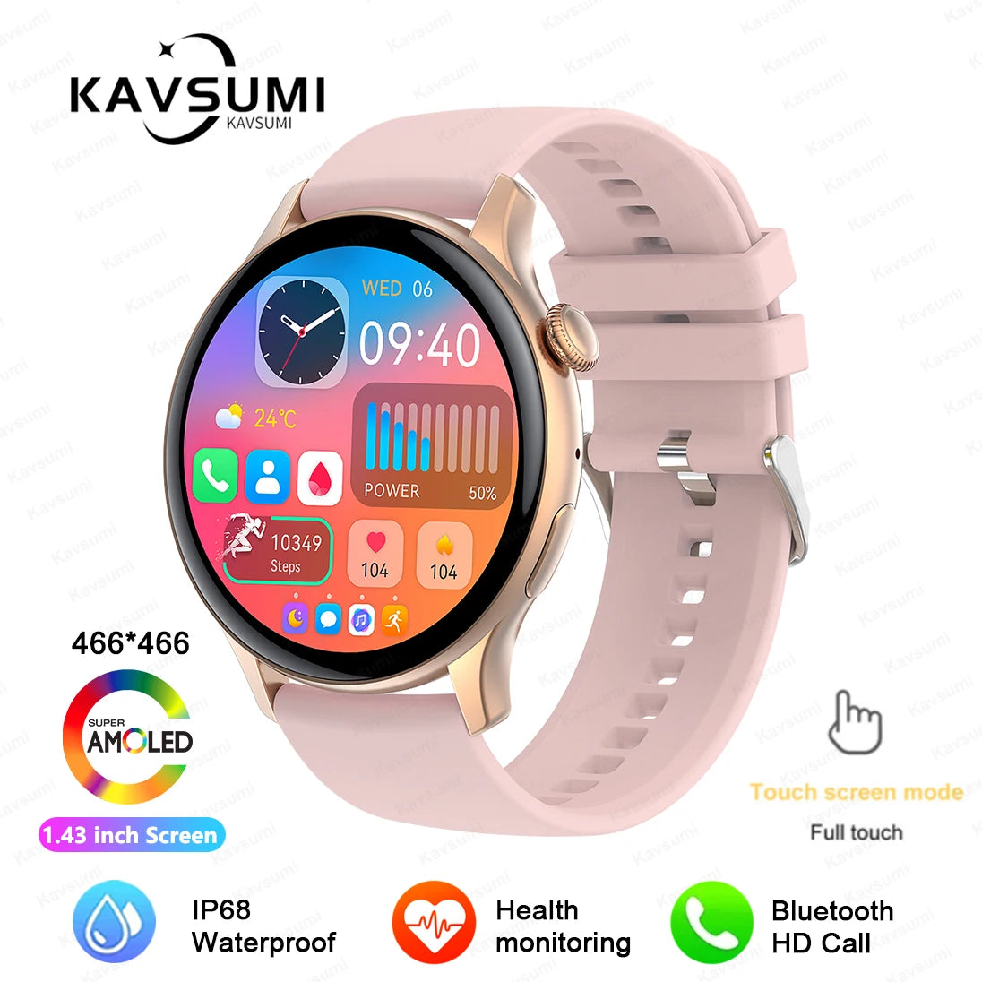 2025 NFC Smart Watch Amoled HD GPS Track Sports Heart Rate Bluetooth Call Waterproof Ladies Women Smartwatch For Women's Gift