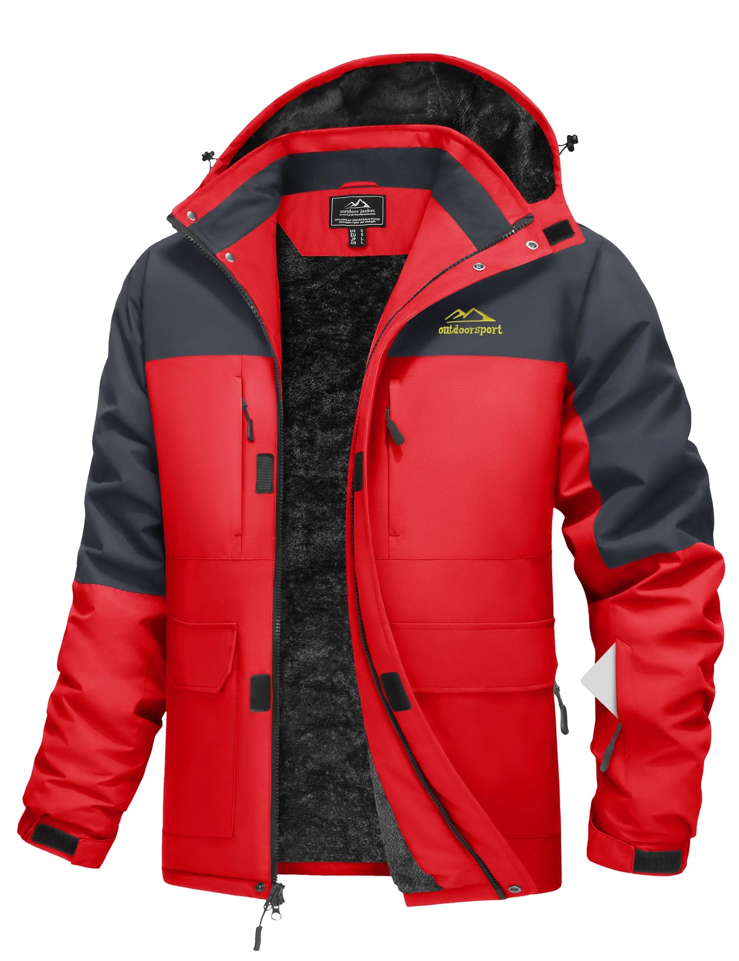 TACVASEN Winter Heavyweight Coats Mens Ski Snow Waterproof Jackets Fleece Warm Snowboard Hooded Jacket Parka Raincoats 9 Pockets
