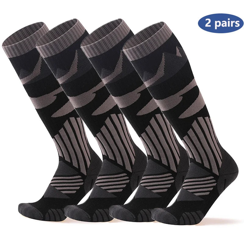YANBIGUO 2 Pairs Thicken Ski Socks,Thermal Warm Winter Knee-High Snowboarding Skiing Sock for Hiking,Cycling,Snow,Snowboarding
