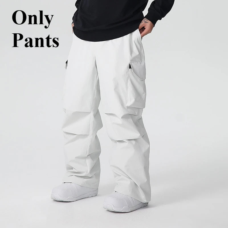 New Men Skiing Pant Solid Sport Warm Windproof Breathable Outdoor Ski Pants Pocket Waterproof Snow Women Adult Snowboard Pant