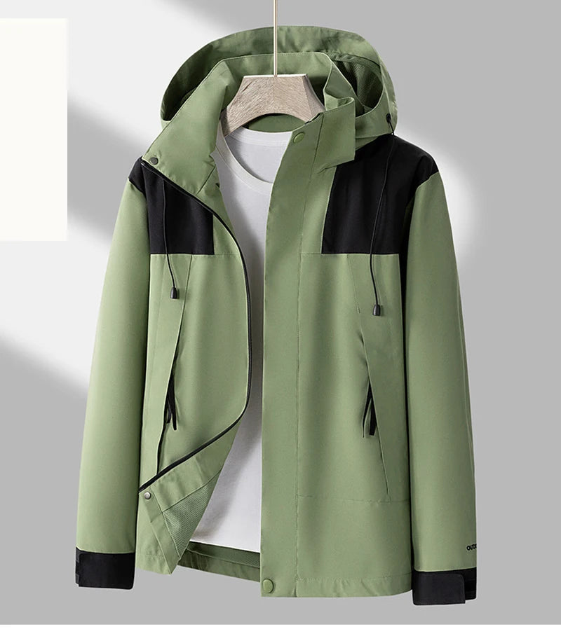 Women's Waterproof Ski Jacket Unisex Outdoor Single layer Jacket Mountain Windbreaker Hooded Raincoat Detachable Hat Coat