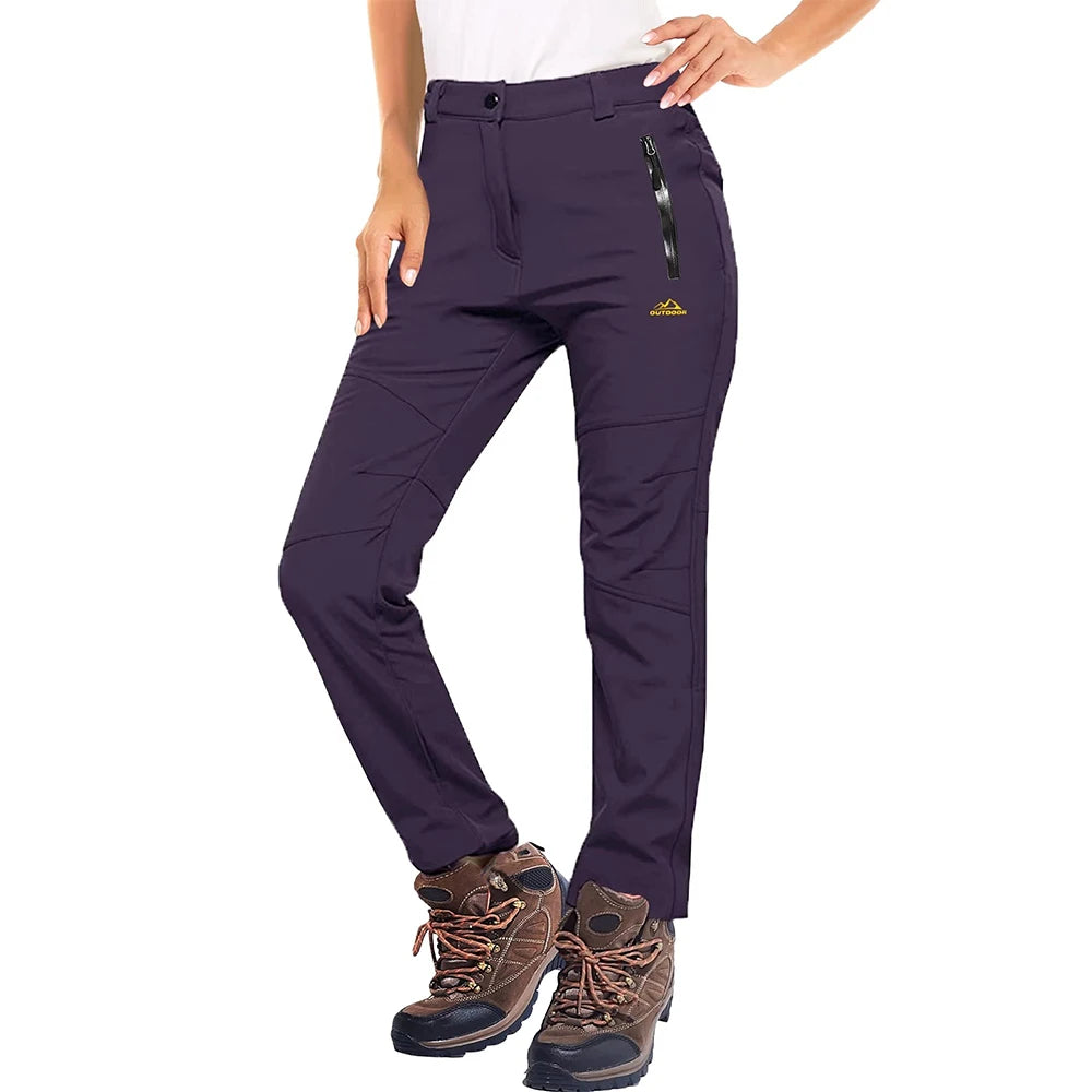 MAGCOMSEN Women's Ski Pants Winter Fleece Lined Waterproof Warm Snow Trekking Hiking Pants Outdoor Trousers Female