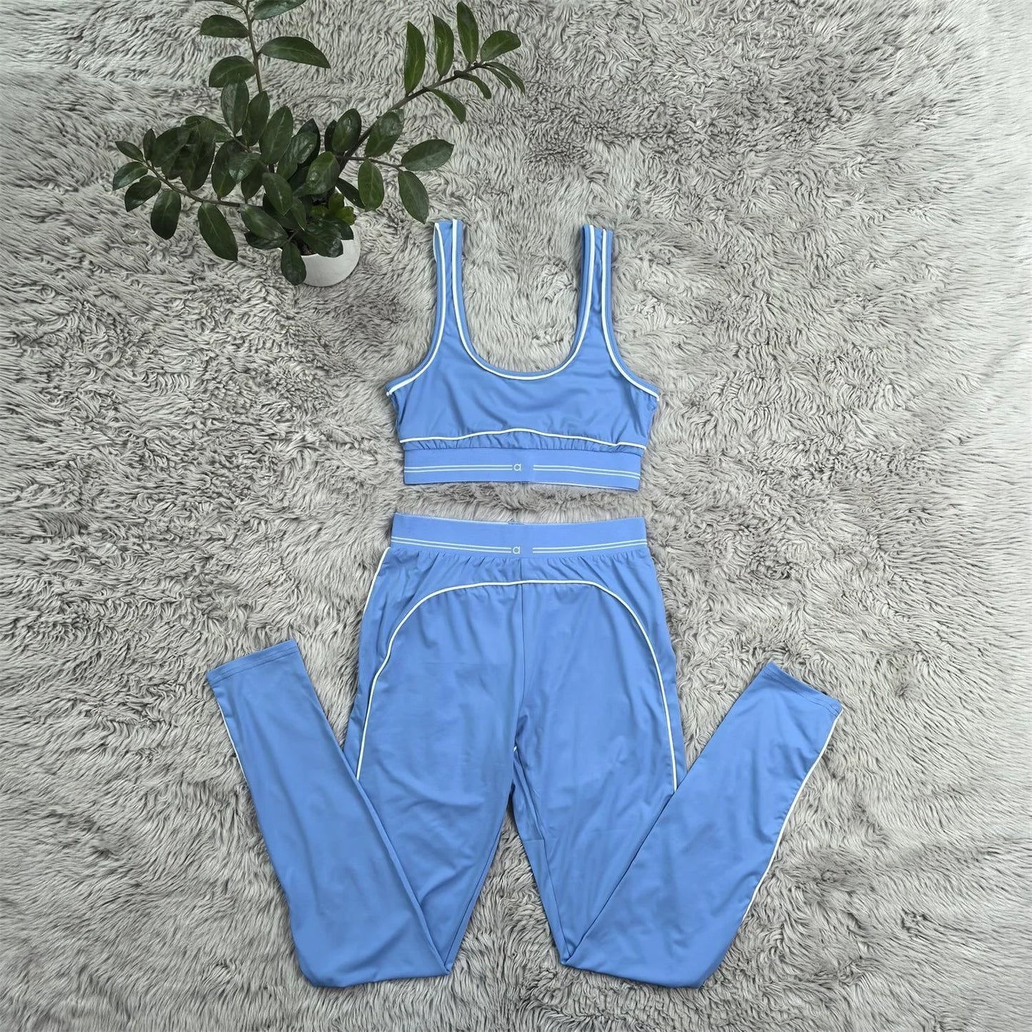 2025 New Women's Fashion Sports Sleeveless Tank Top, High Waist, Hip Lifting, and Belly Tight Pants Set