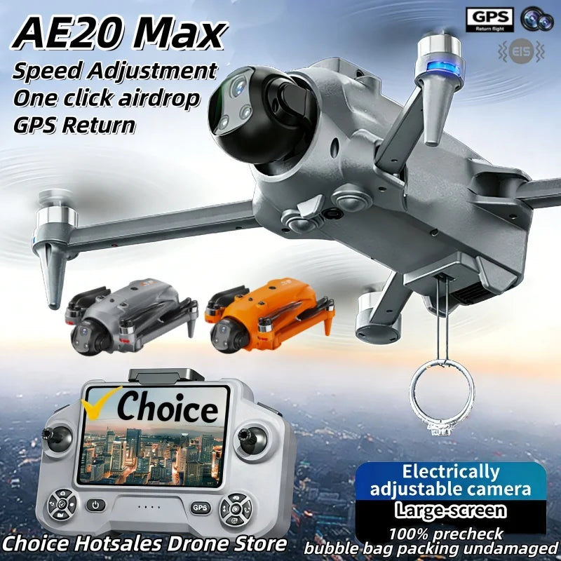 AE20 Drone Remote Control Brushless Motor Screen Lifting Obstacle Avoidance GPS Intelligent Positioning Remote Control Aircraft