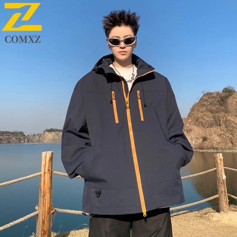 Gorpcore Waterproof Jacket Mens Couple's Ski Oversized Zipper Pocket Windbreaker Autumn High Quality Travel Camping Hooded Coats