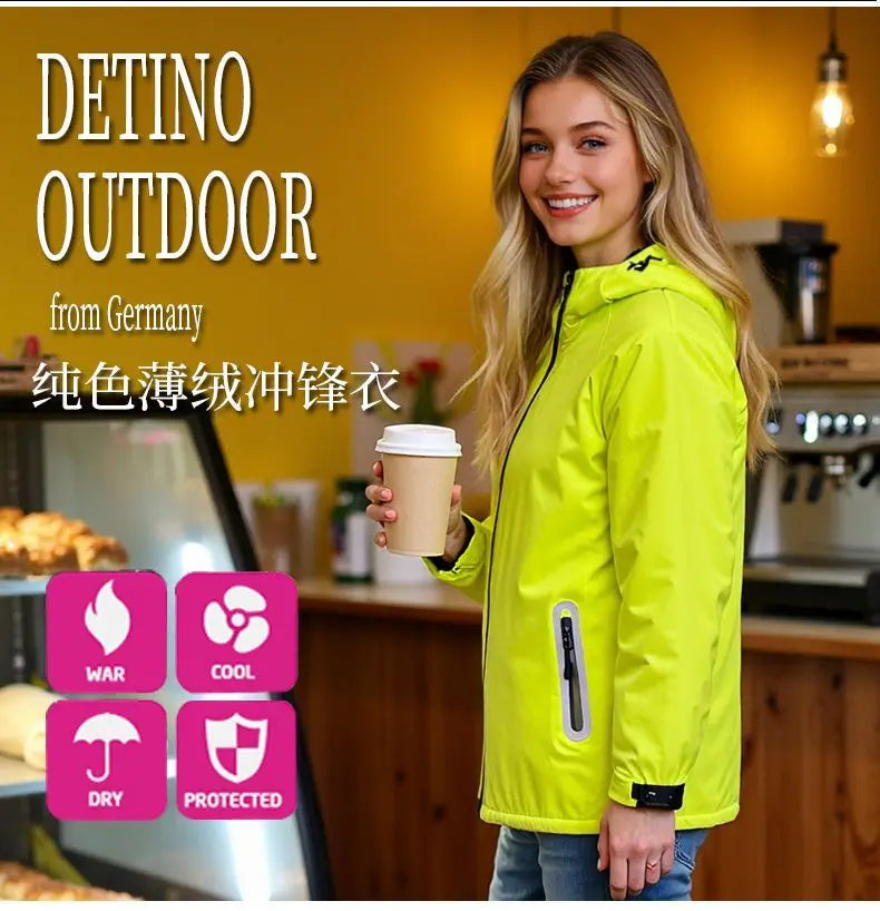 Unisex Fleece Lined Solid Color Jacket, Plus Size Windproof Delivery Coat for Hiking, Custom Logo Winter Set