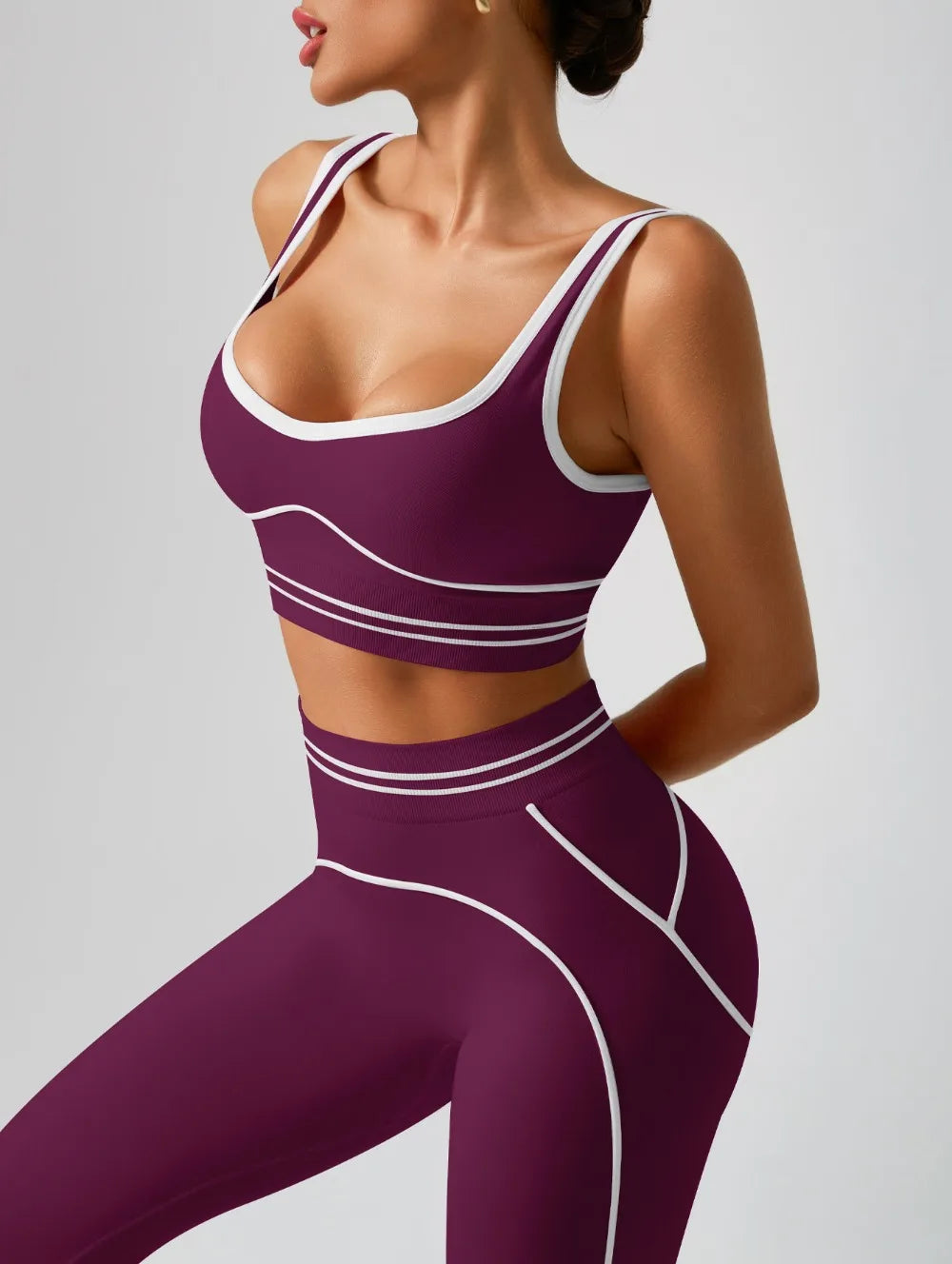 Women's Seamless Yoga Set - Sports Bra & High Waist Leggings Activewear for Gym Workout Fitness Exercise Stretch Athletic Outfit