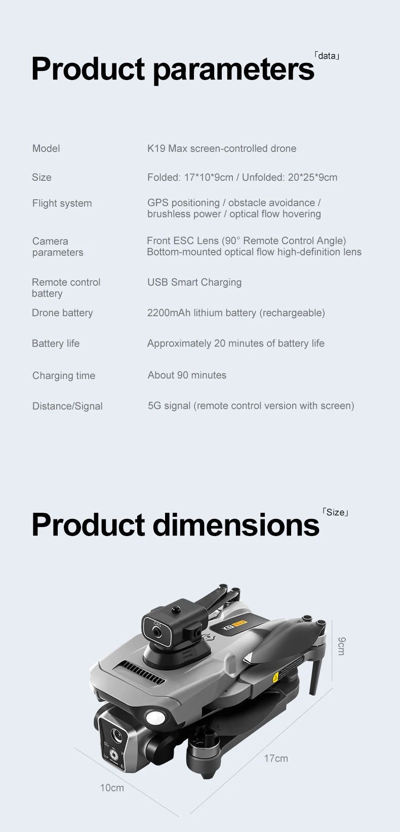 2025 K19 MAX Drone GPS Return With Screen Aerial Photography Aircraft Brushless Airdrop Remote Control Aircraft Quadcopter Toy