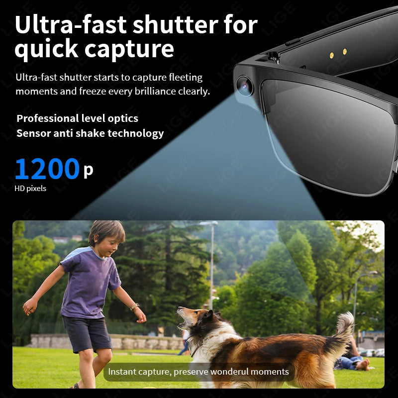 Lenovo HD AI Smart Glasses Photochromic Chat GPT Camera Bluetooth Call Voice Assistant Music Player Translation Semi-Rimless