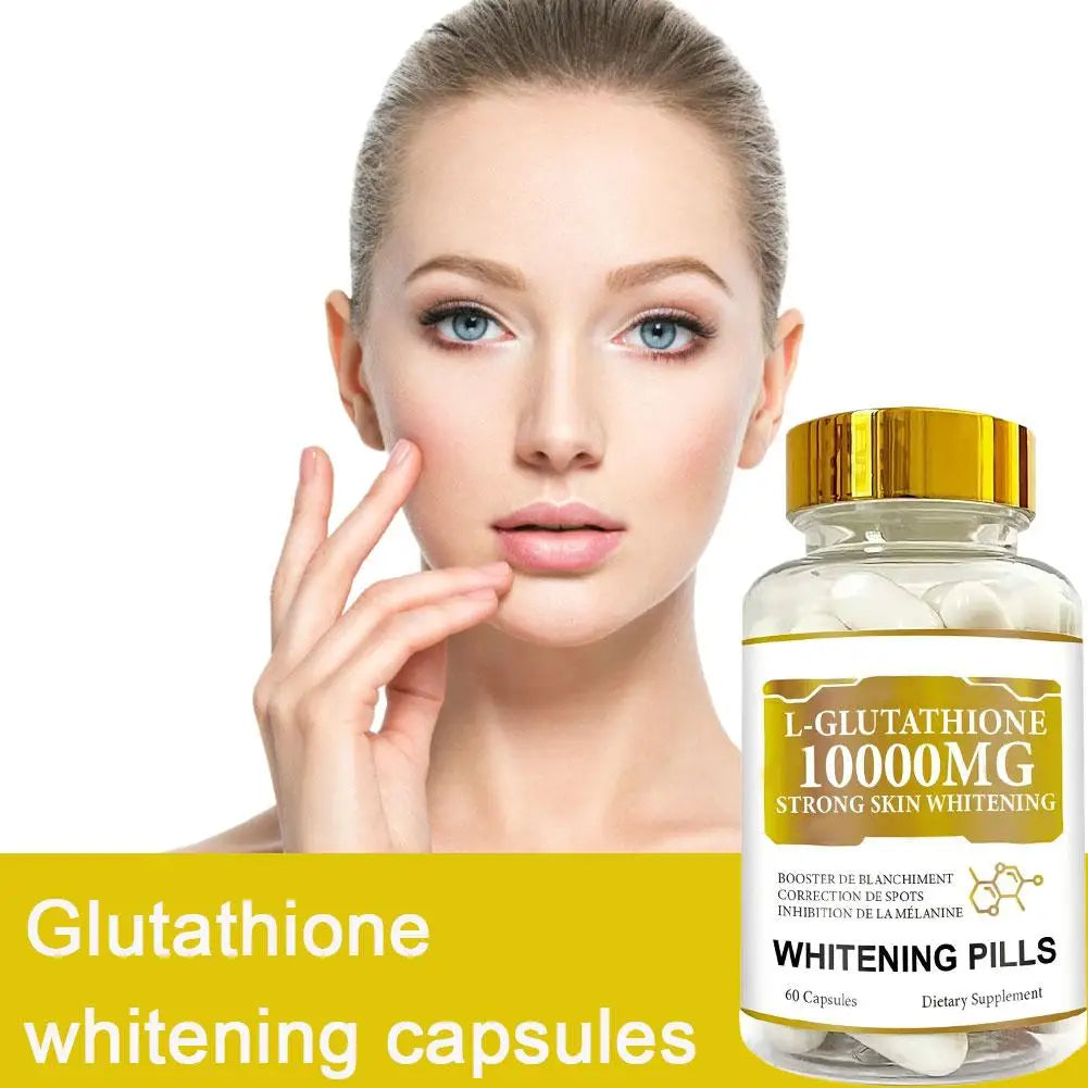 Whitening Pills 60 Capsules Glutathione 10000mg Strong Skin Whitening  Dietary Supplement