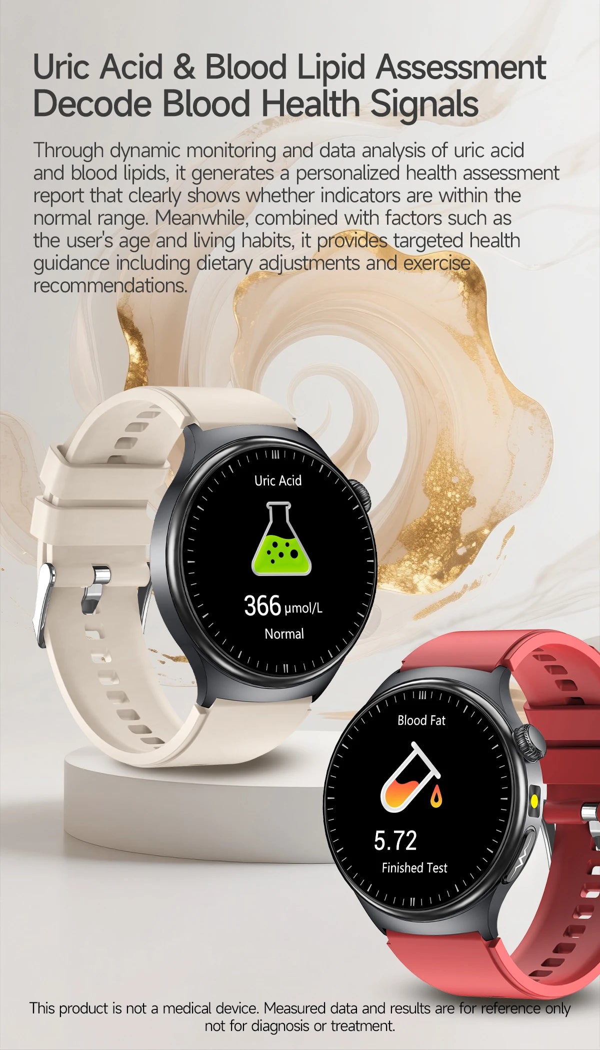 Nursing Grade Health Smartwatches For Men Women Precision Detection Heart Rate Blood Fats Uric Acid Blood Pressure ECG Smart Wat