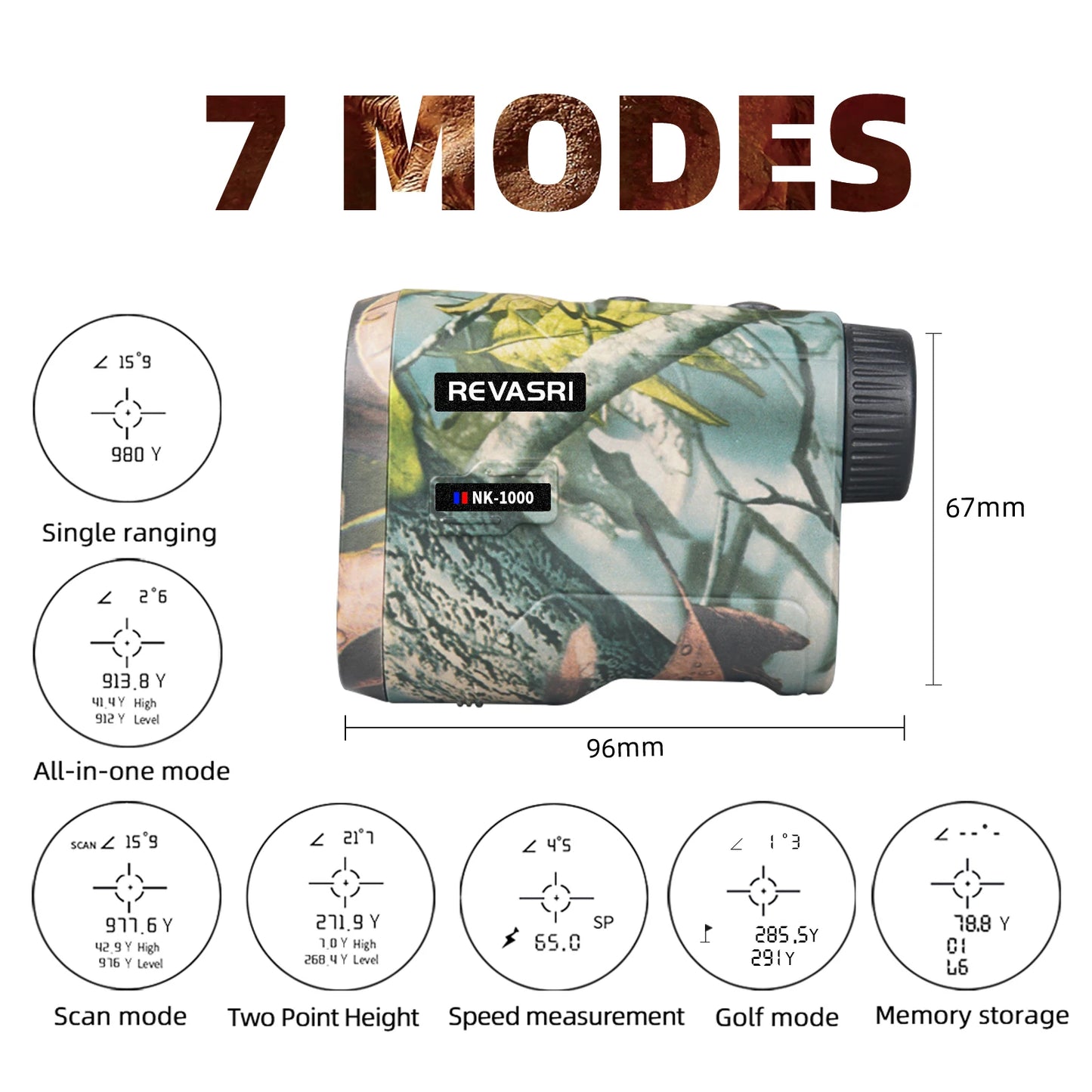 REVASRI Laser Rangefinder 1000M Hunting Range Finder with Rechargeable Battery Outdoor Target Acquisition Technology Monocular