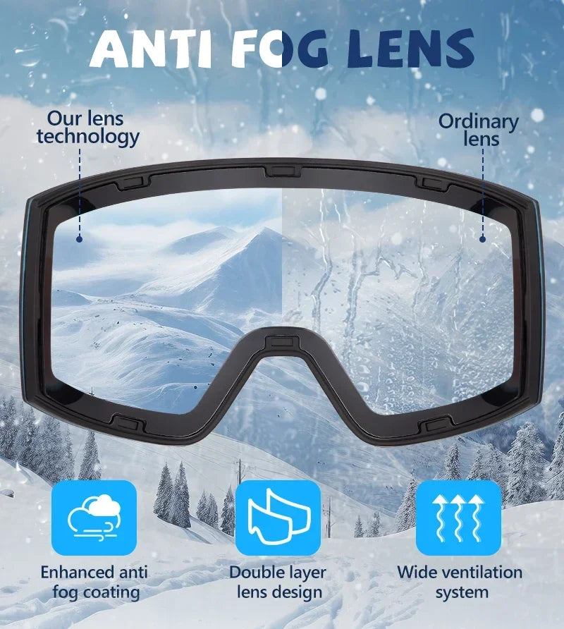 Kapvoe Photochromic Ski Goggles Magnetic Anti-Fog Lenses UV400 Protection Men Women Ski Goggles Snow Sunglasses Sports Eyewear