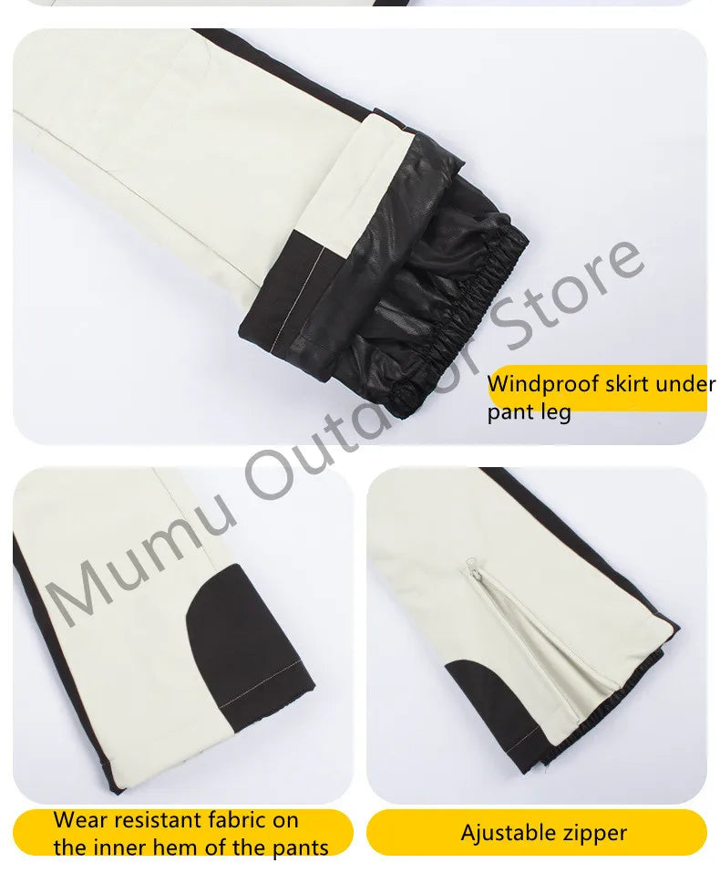 Women Ski Pant Elastic Snowboard Trouser Windproof Waterproof Breathable Thicken Thermal Zipper Snowboard Wear for Winter Sport