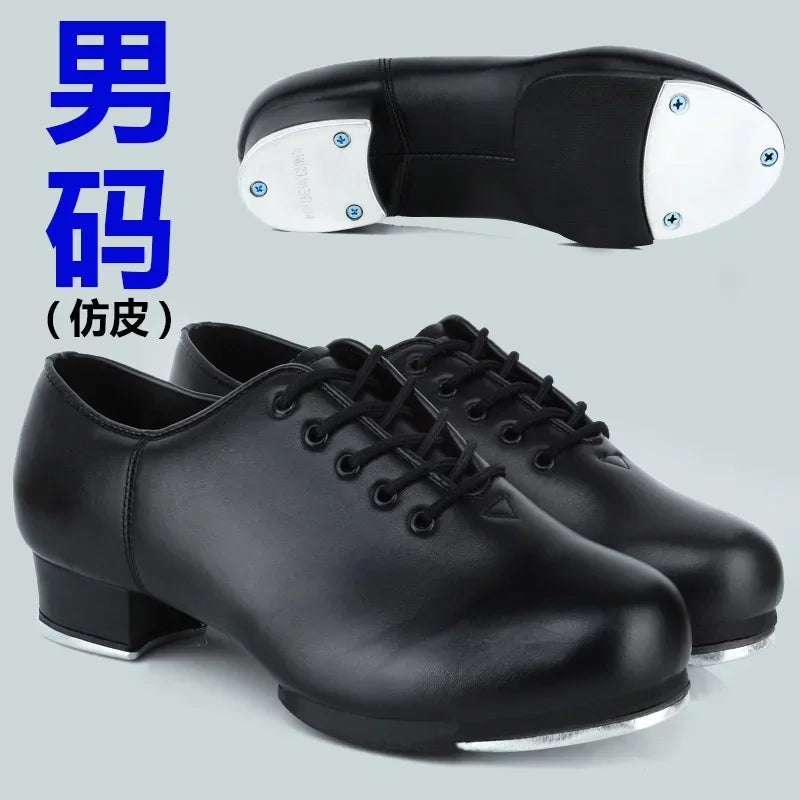 PU Leather Slip On Tap Dance Shoes for Women and Men