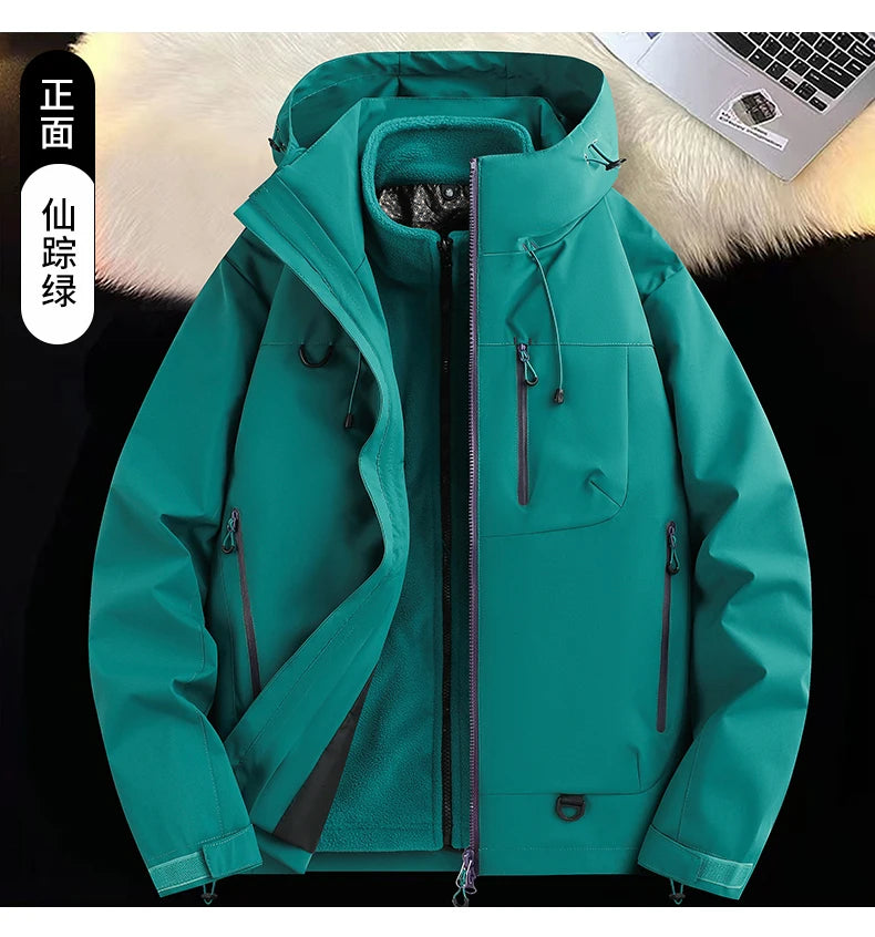 Mountaineering Suit Coat Outdoor Ski Jacket Autumn Winter Three-in-one Windbreaker Men's Women's Couple Three-proof Jacket Men's