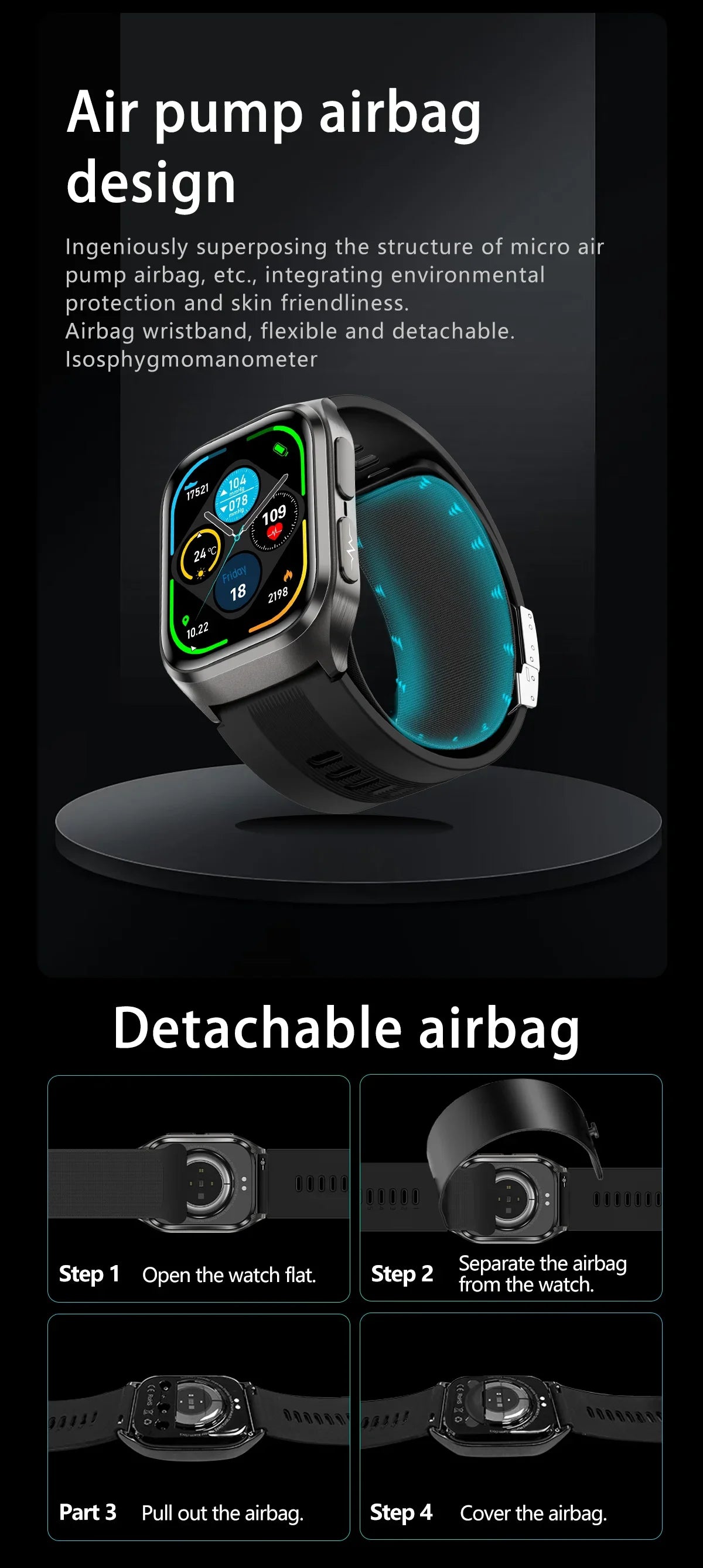 2026New Air Pump Airbag True Blood Pressure Smartwatch MultiDimensional Health Monitoring Micro Physical Examination Smart Watch
