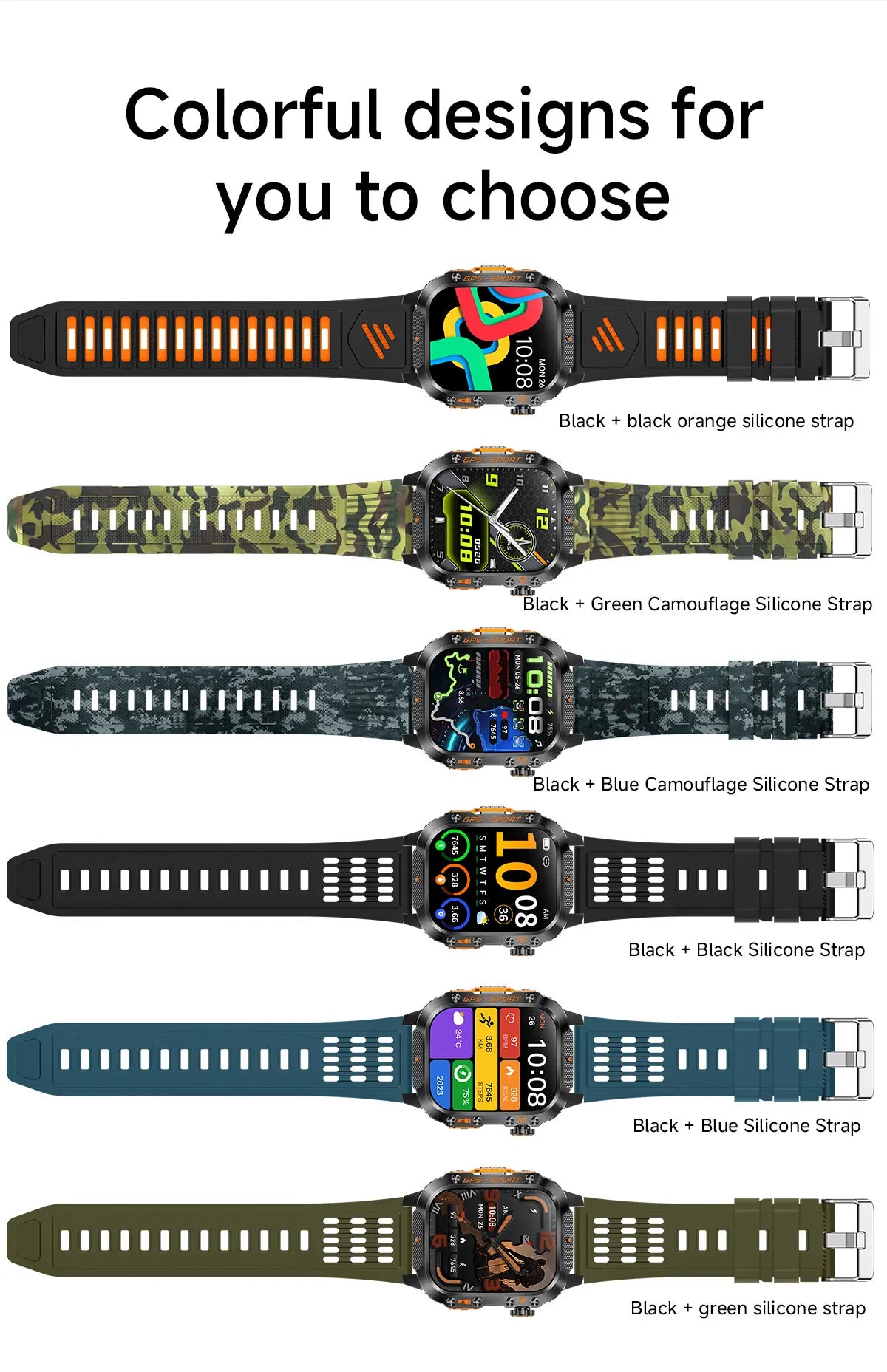 2025New GPS Smart Watch For Xiaomi IOS Military Compass Flashlight Smartwatch Men 10ATM Waterproof 100+Sport Modes BT Call Watch