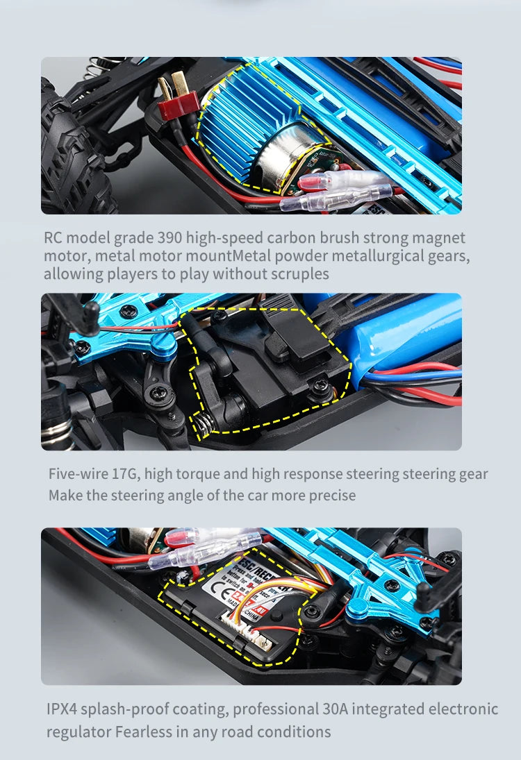 4WD 1:16 80KM/H Super Brushless 50KM/H Brushed RC Car 4x4 Off Road Remote Control High Speed Drift Racing Truck Toy Kids Adults