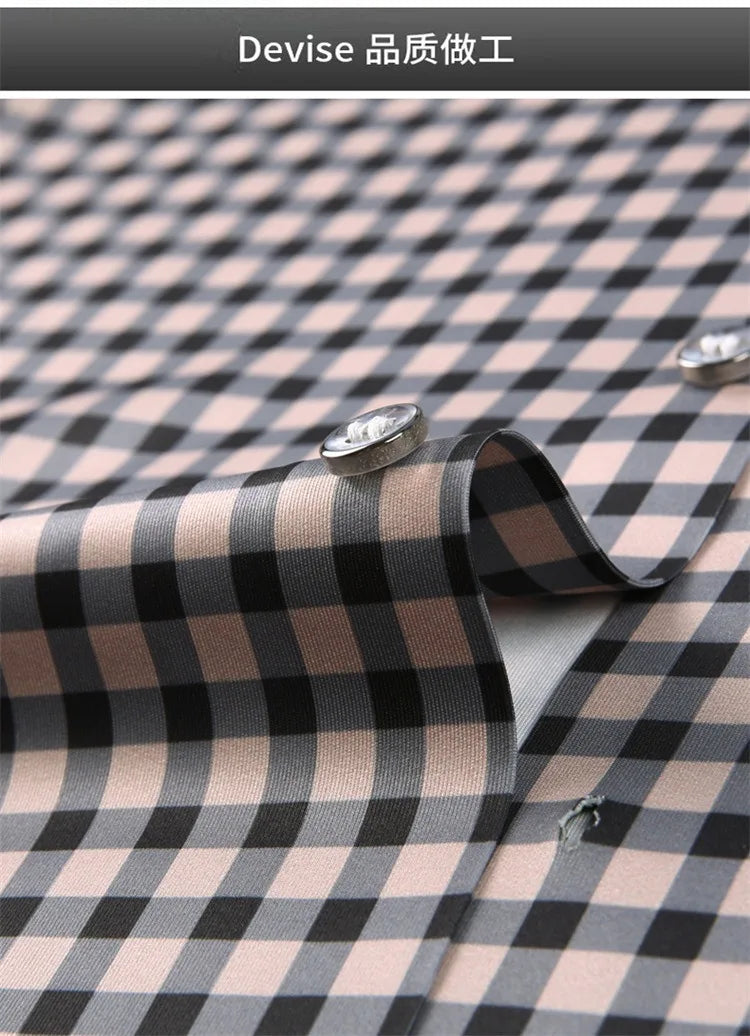 High End Man's Plaid Shirts Non-iron Business Fashion Leisure Tops Luxurious Male Short Sleeve Summer Quality Thin Shirt for Men