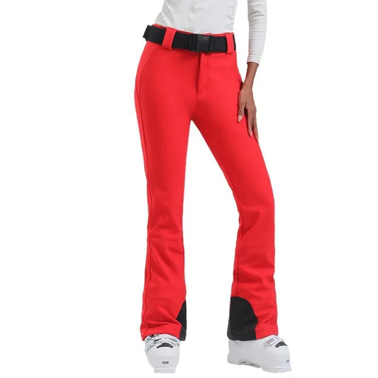 Ski pants New women's double-board 스노우보드복 slimming windproof waterproof thickened warm and elastic sports snow pants