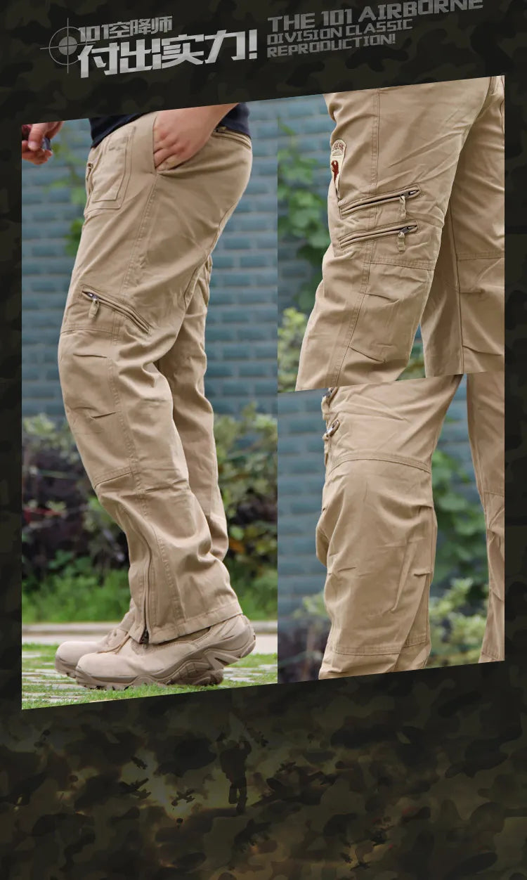 Men's Cargo Pants Outdoors Style Tactical Pants Male Camo Jogger Plus Size Cotton Many Pocket Men Camouflage Black Trousers