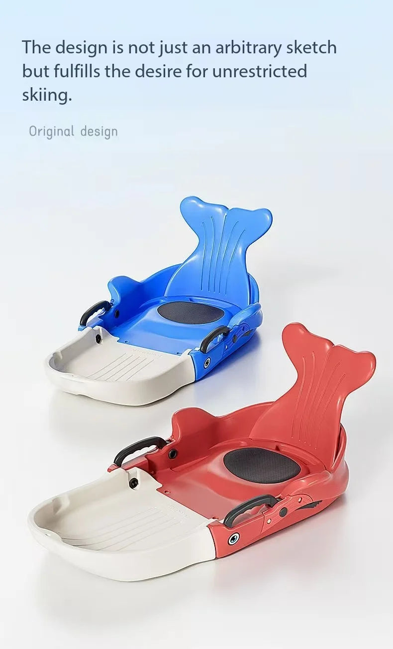 High back snowboard, children's thick and wear-resistant snow toboggan, snowboard, sled, outdoor skateboard, ice skates