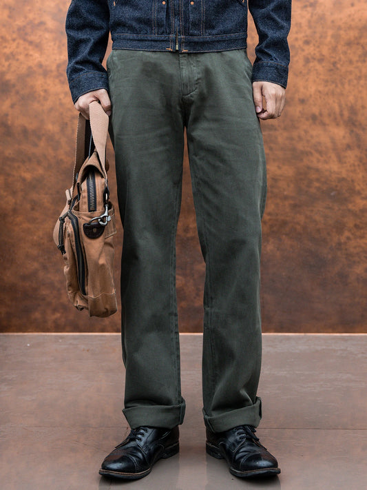 Red Tornado 11.5oz Cotton Twill Chino Garment Dyeing Vintage American Workwear Men's Pants Straight Leg