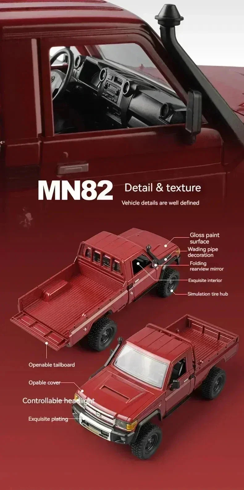 1:12 Rc Car Skymaker Mn Model Mn82 Retro Full-scale Simulation LC79 RTR 2.4g 4WD 280 Motor Remote Control RC Truck Model Car Toy