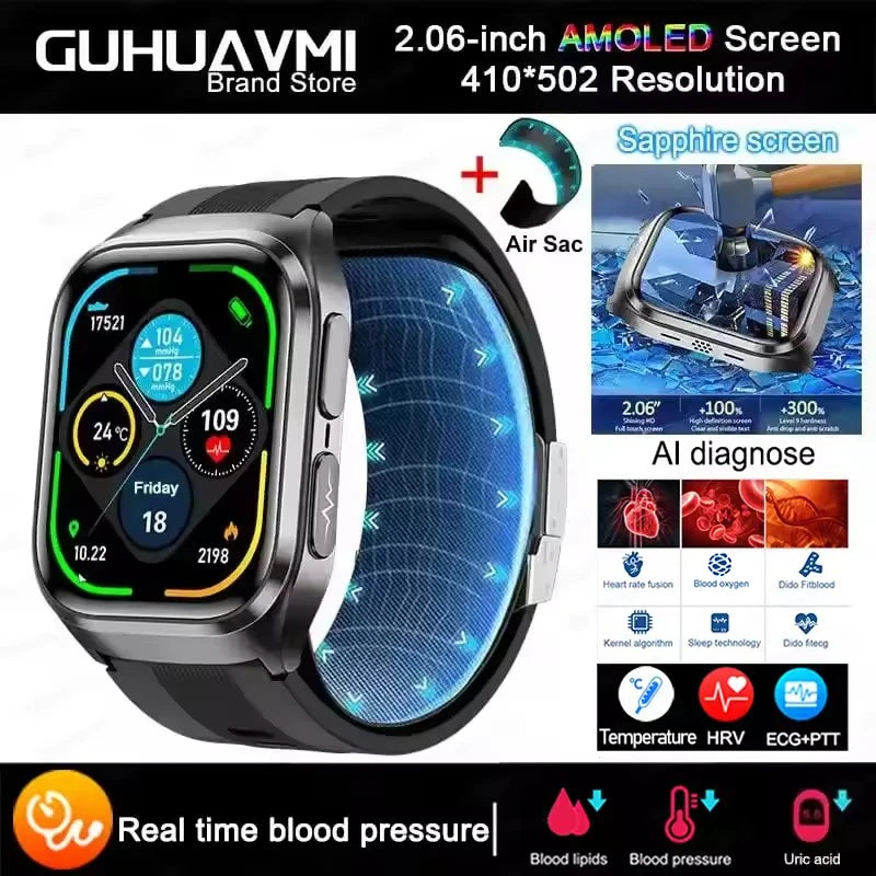 2026New Air Pump Airbag True Blood Pressure Smartwatch MultiDimensional Health Monitoring Micro Physical Examination Smart Watch