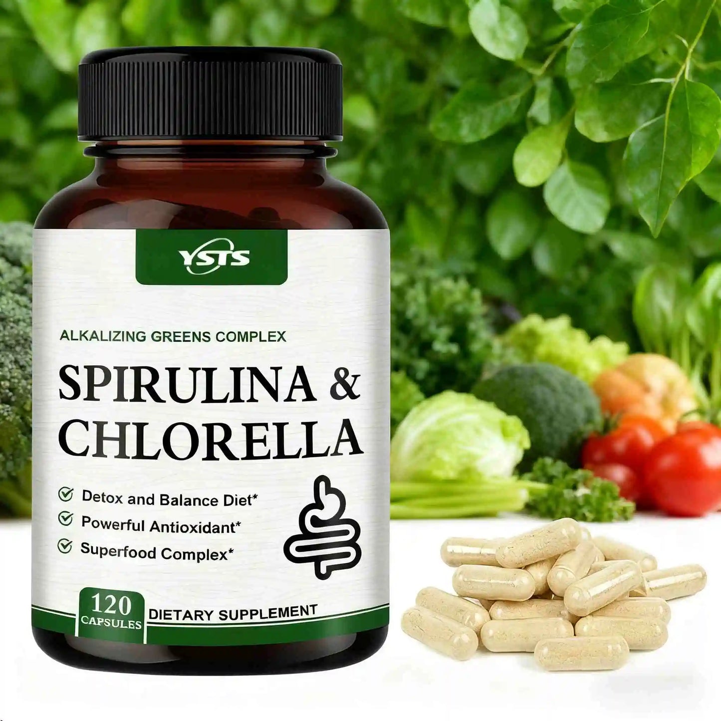Spirulina Chlorella Supplement - Supports Liver, Kidney And Intestinal Detoxification, Energy, Digestion, Antioxidant