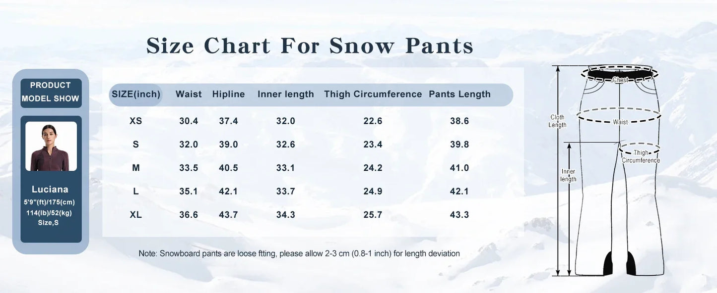 New GSOU SNOW Ski Pants Women Snow Slim Pants Snowboard Pants Waterproof Insulated Windproof Warm Outdoors Winter Sports Hiking