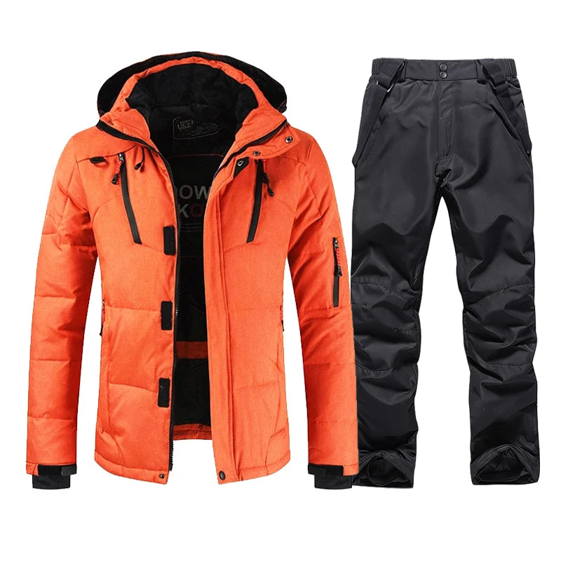 Winter Ski Suit Men Snow Parkas Warm Windproof Outdoor Sports Skiing Down Jackets and Pants Male Snowboard Wear Overalls