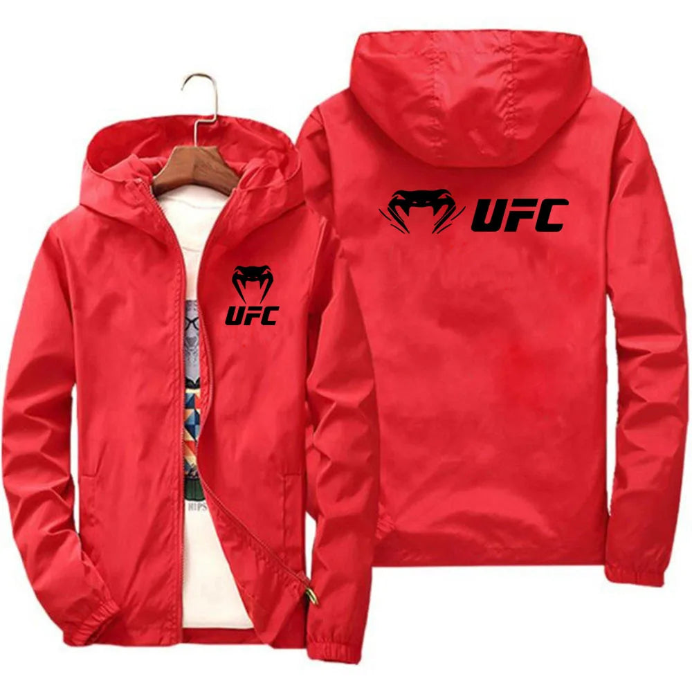 2025 UFC Fighting Logo Breathable Fashion Fitness Zipper Jacket Casual High Quality Hooded Baseball Jacket Outdoor Sports Jacket
