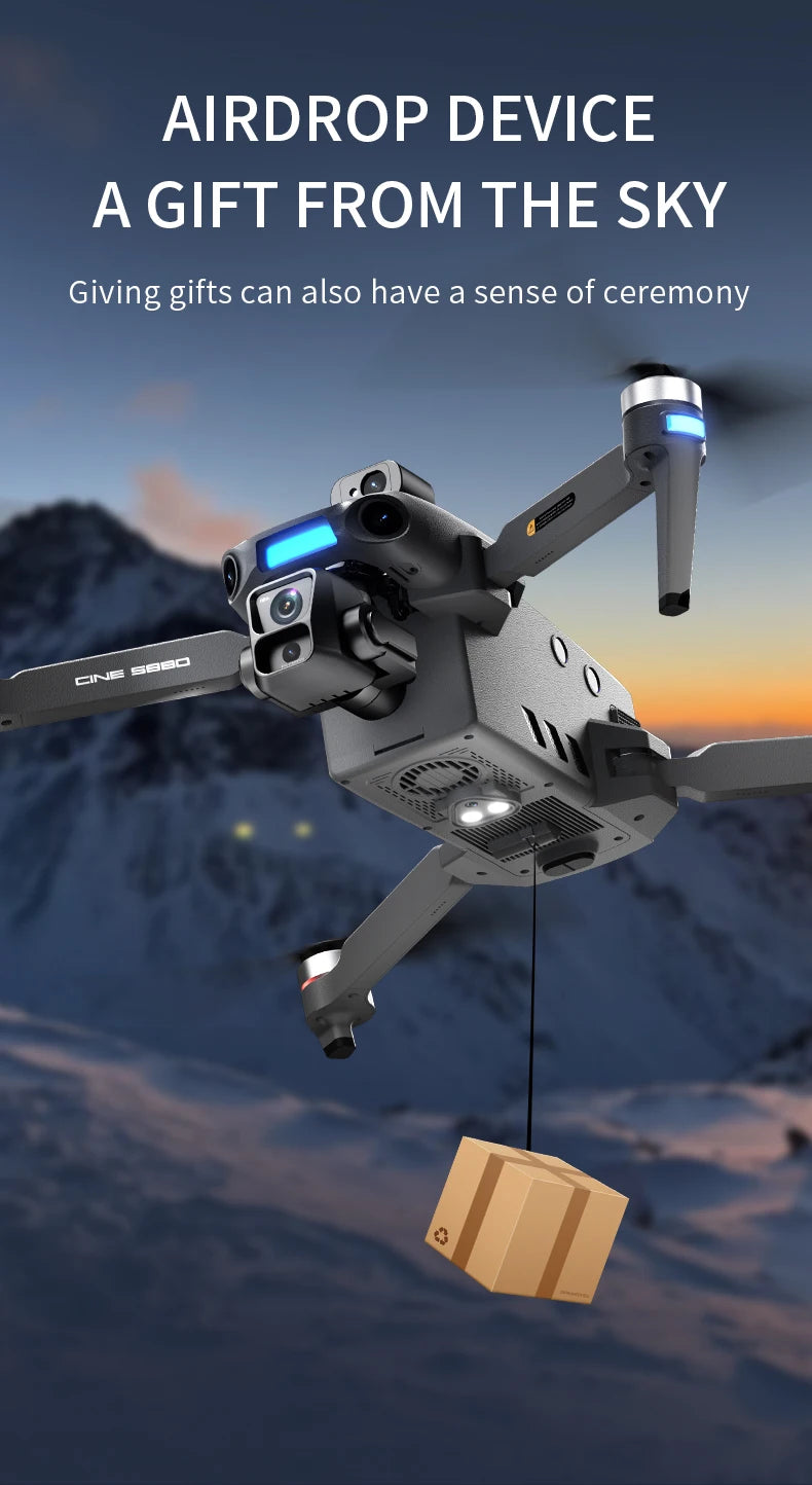 S880 Max Fishing GPS Drone 8K Dual Camera 5G Wifi FPV 3-Axis Gimbal Professional Obstacle Avoidance Quadcopter Airdrop RC Dron