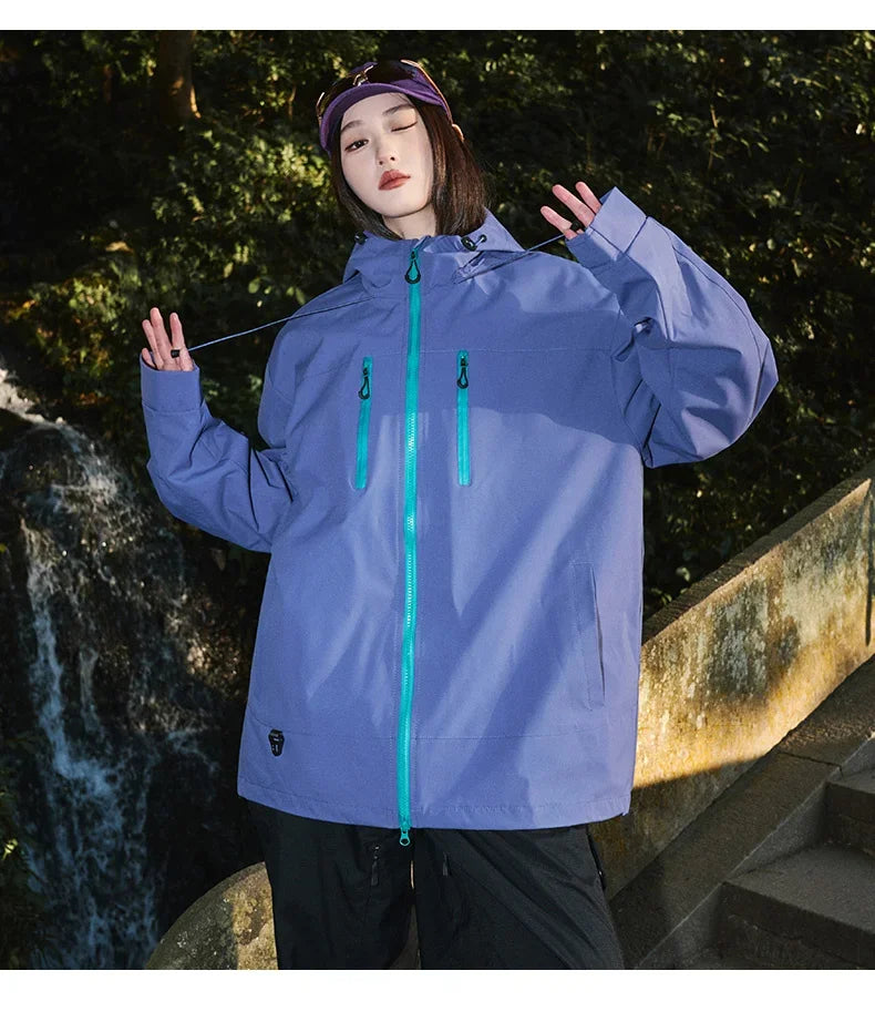 Gorpcore Waterproof Jacket Mens Couple's Ski Oversized Zipper Pocket Windbreaker Autumn High Quality Travel Camping Hooded Coats
