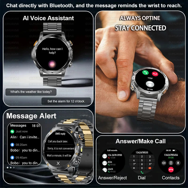 2025 New Military T-Rex 3 Ultra 1000mAh Battery Smart Watch 5ATM Waterproof Flashlight Heart Rate Sports tracker Smartwatch Men