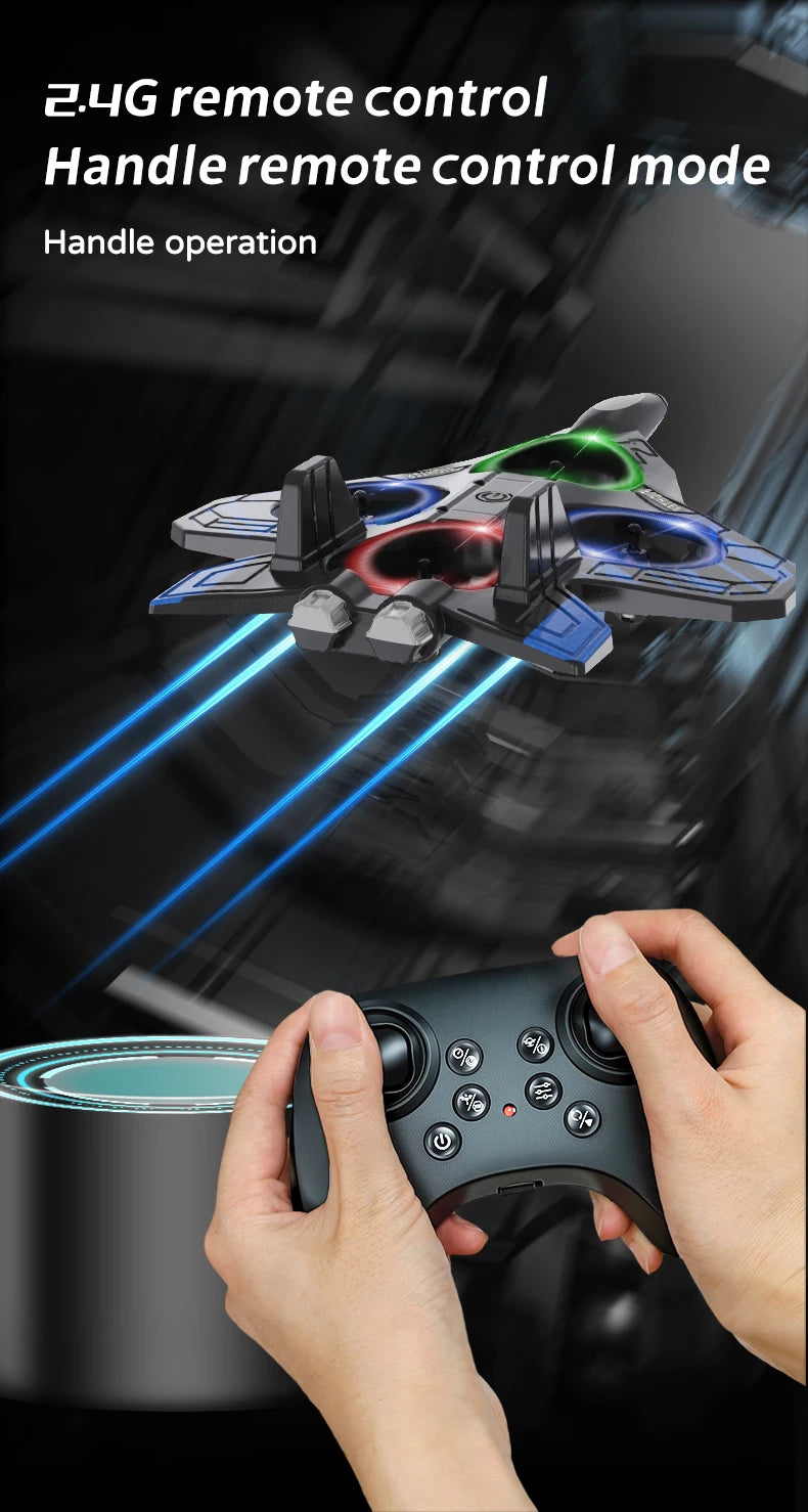 L101 RC Foam Airplane Mini Drone 2.4G Fighter Stunt Helicopter 360° Flip Remote Control Aircraft LED Colored Lights Quadcopter