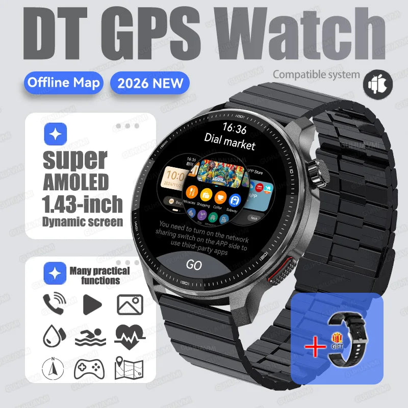 NEW 4G Memory GPS Offline Map Position Smart Watch Built-in App Market Game Compass Waterproof Swim Watches Sports Fashion Watch