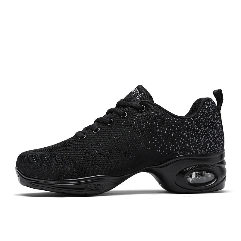 Breathable Dance Sneakers Woman Man Black Red Air Mesh Split-sole Square Dance Salsa Dancing Shoes Girls Ladies Sports Shoes