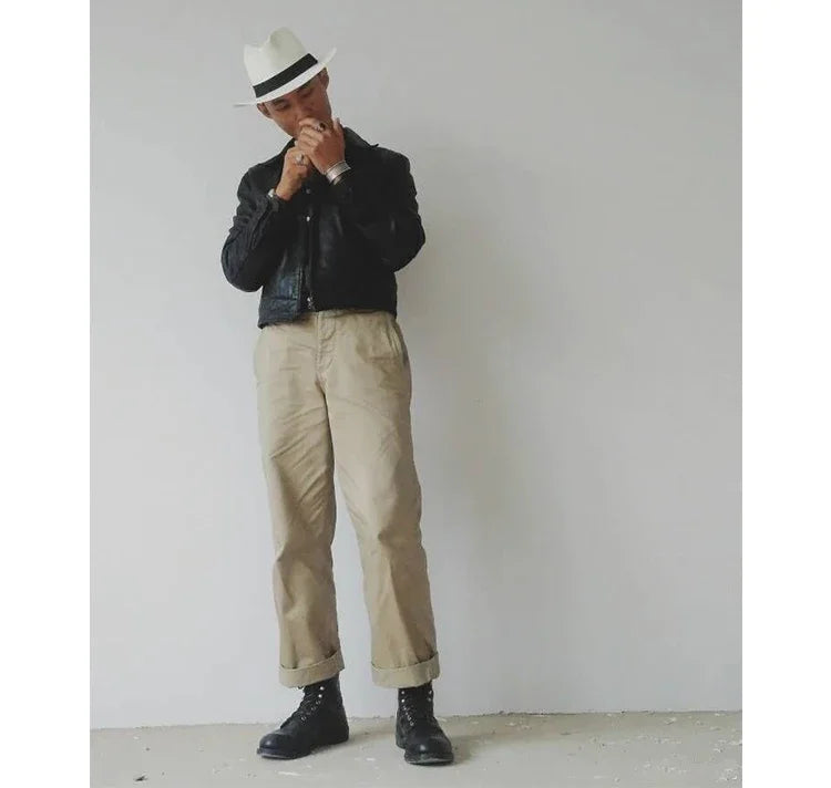Rugged Bronson Army Chino Trousers 1942 Pattern Khakis Military Style Casual Pants