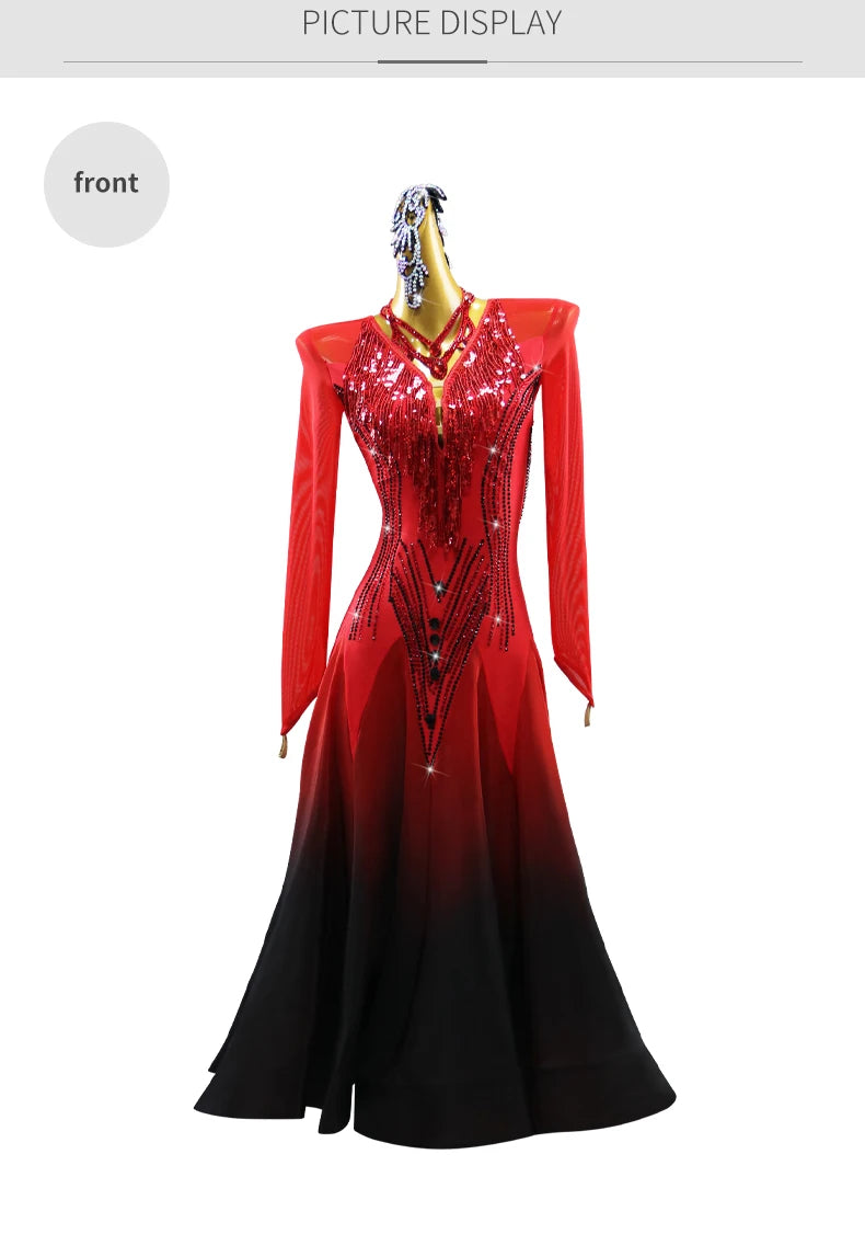 Womens Modern Dress Carnival Girls Ballroom Dance Costumes Waltz Female Suit Korean Stadium Lyrical Long Sleeve Stage Party Sets
