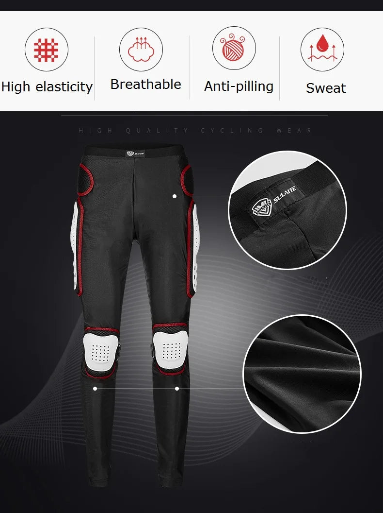 Sulaite Summer Breathable Motorcycle Armor Pants Men Women Motocross Impact Pants Riding Trousers Elastic Lycra Fabric