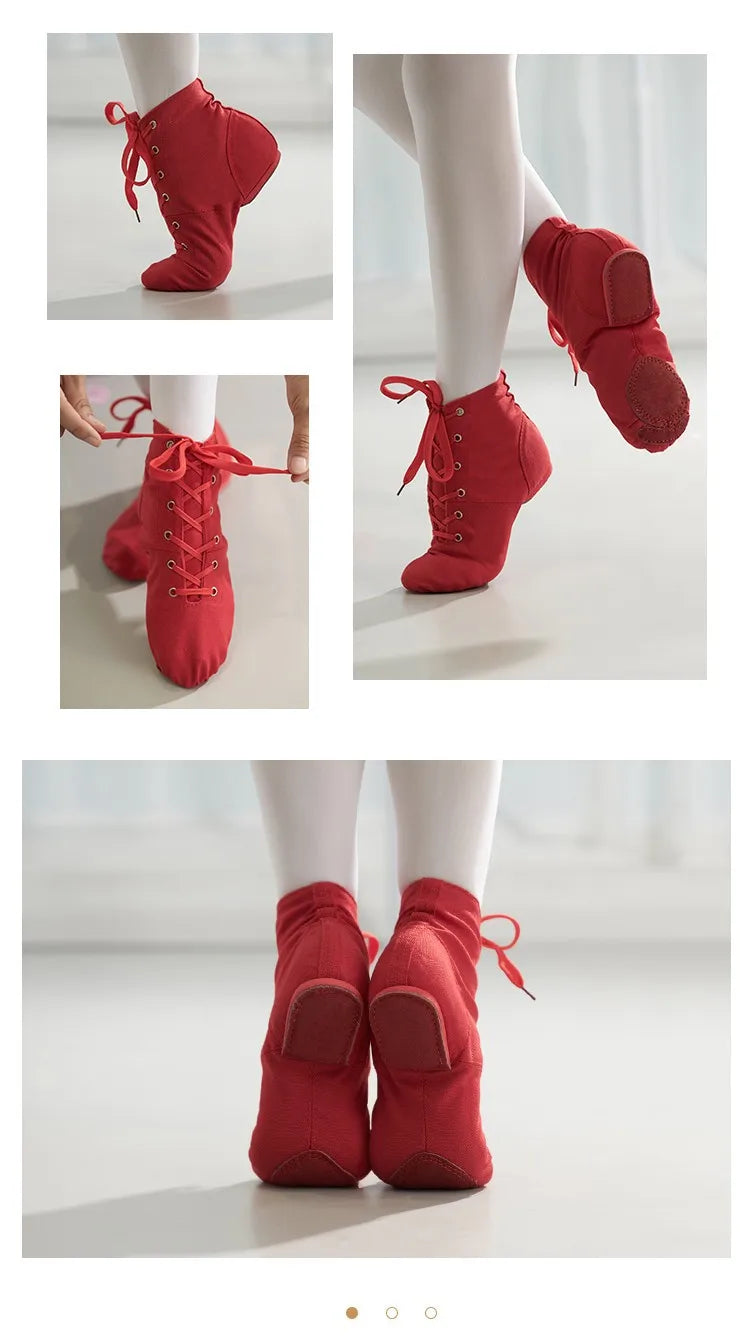 High Top Desinger Ballet Dance Split Heels Sole Shoe Black Red White Men Women Boys Girls Canvas Jazz Shoes
