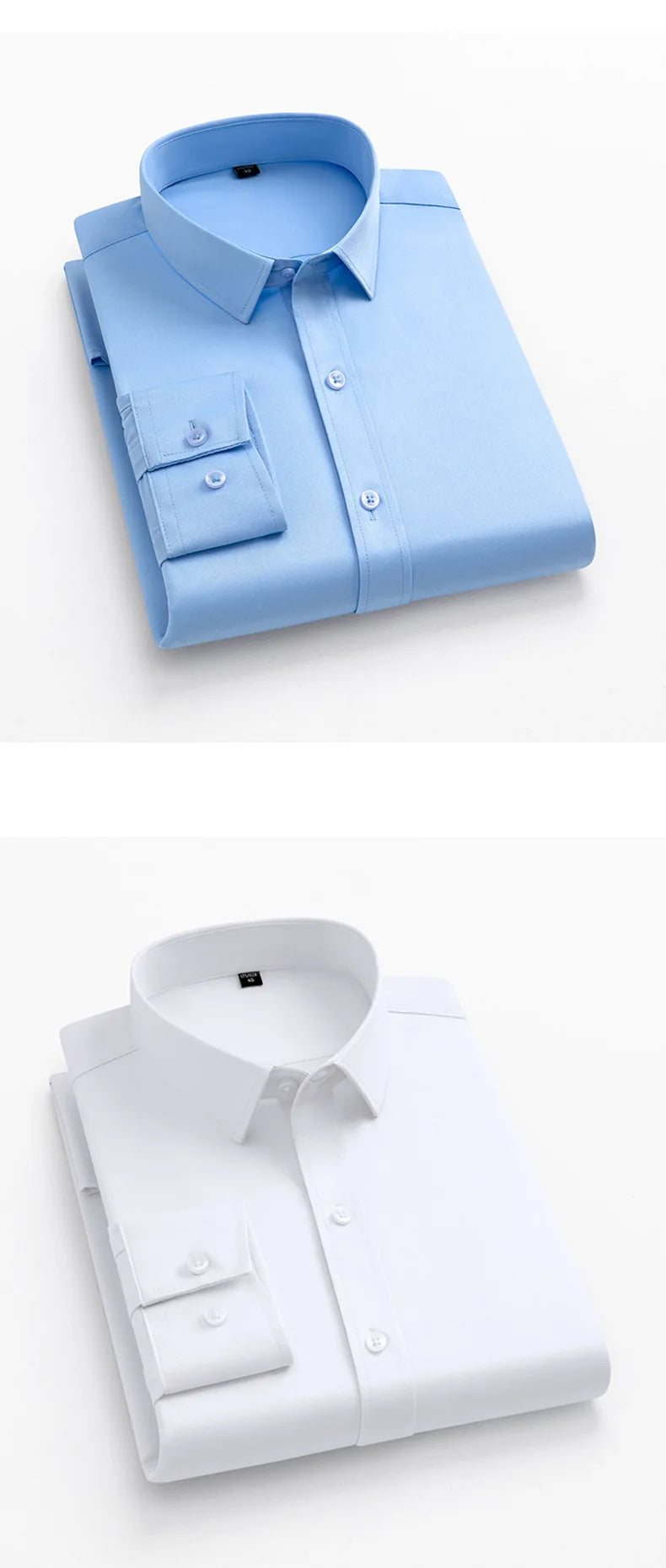 Men's long sleeved elastic shirt, non ironing business dress, professional work attire, stand up collar shirt  men shirts